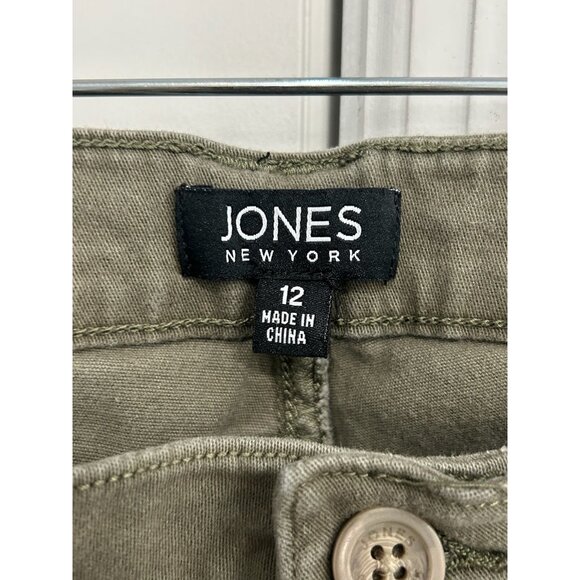 Jones New York Straight Leg Mid Rise Chino Pants Olive Green Sz 12 Utility - Picture 7 of 12
